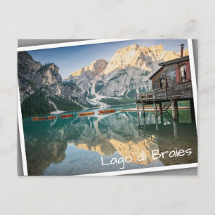 Carte Postale Lago di Braies dans les Dolomites en italie