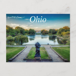 Carte Postale Lagon avec statue Cleveland Musée d'Art de l'Ohio