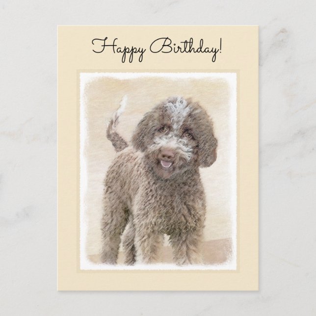 Carte Postale Lagotto Romagnolo Peinture - Cute Original Chien A (Devant)