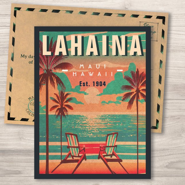 Carte Postale Lahaina Maui Hawaii Retro Sunset Souvenir 1950 (Créateur téléchargé)