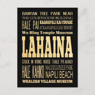 Carte Postale Lahaina Ville d'Hawaii Typographie Art