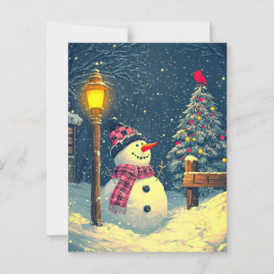 Carte Postale Laisse-Le Neiger ! Joyeux bonhomme de neige de Noë