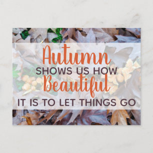 Carte Postale laisser aller les choses automne tombé feuille feu