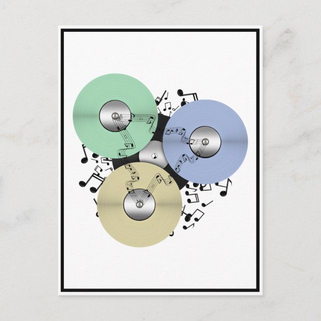 Carte Postale Laisser le flux de musique (bobine à bobine et dis (Devant)