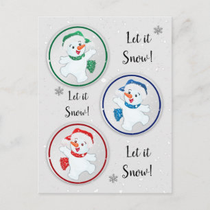 Carte Postale Laisser neiger hiver Snowmen dessin