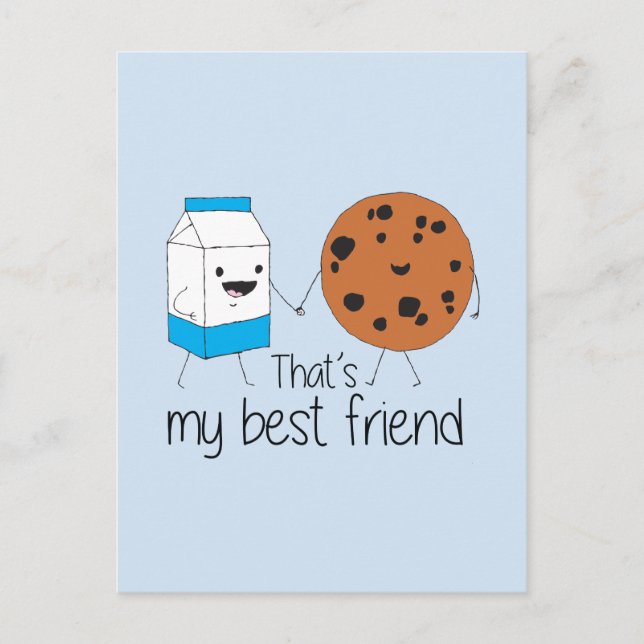 Carte Postale Lait et biscuits Meilleurs amis BFF Friendship Art (Devant)