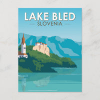 Lake Bled Slovénie Travel Retro Art Vintage