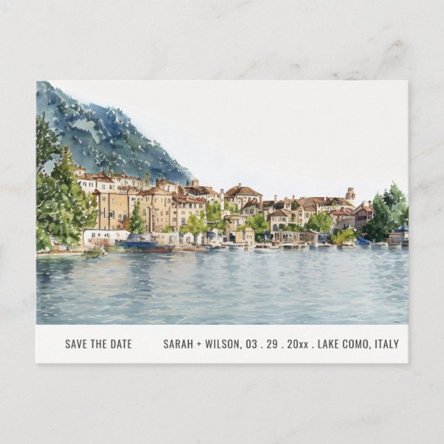Carte Postale Lake Côme Nord de l'Italie Aquarelle Enregistrer l (Devant)