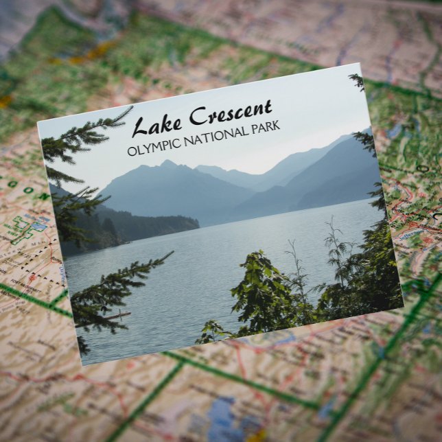 Carte Postale Lake Crescent, Washington Photo de voyage (In Situ Map)