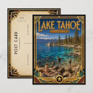 Carte Postale Lake Tahoe Nevada Art Déco Vintage Âge d'Or