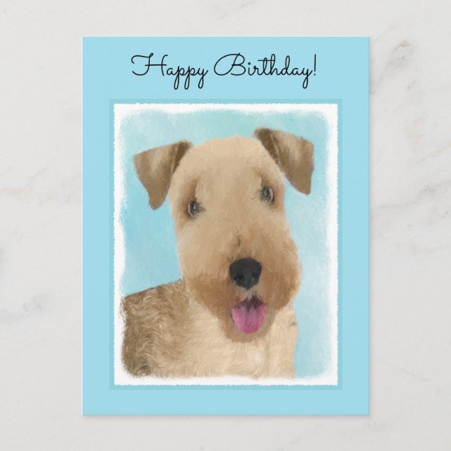 Carte Postale Lakeland Terrier Peinture - Cute Original Chien Ar (Devant)