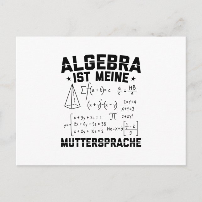 Carte Postale L'algèbre est ma langue maternelle | Cadeau pour l (Devant)
