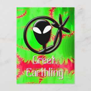 Carte Postale L'Alien salue Earthling Fractal