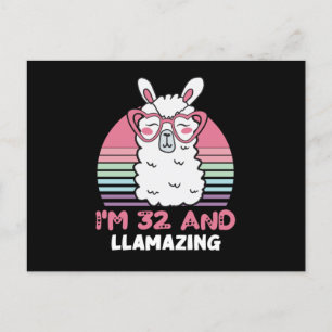 Carte Postale Lama de 32 ans, anniversaire Llamazing, 32e annive
