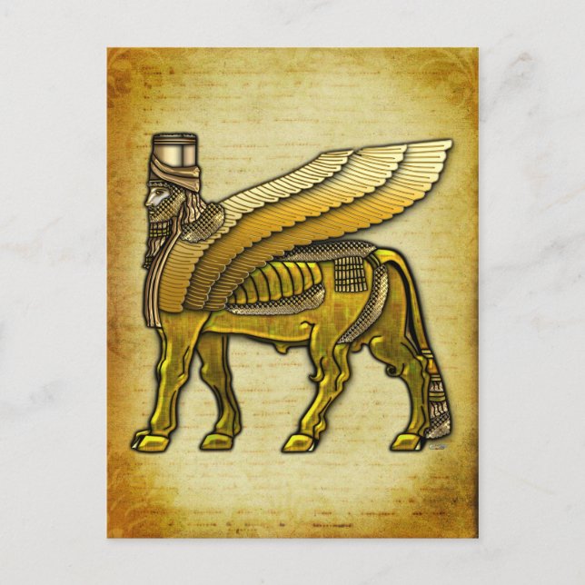 Carte Postale Lamassu taureau ailé babylonien (Devant)