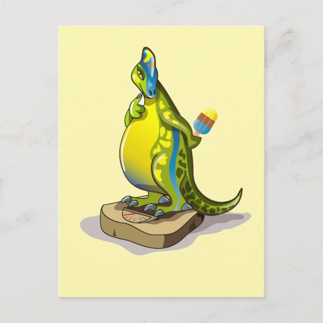 Carte Postale Lambeosaurus Se Possédant Sur Une Échelle De Poids (Devant)