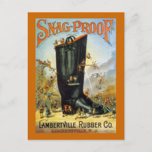 CARTE POSTALE LAMBERTVILLE RUBBER SNAG-PROOF BOOT AD ELVES ~PC