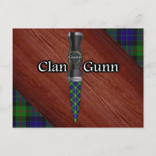Carte Postale Lame de Sgian Dubh tartan Clan Gunn