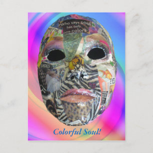 Carte Postale L'Âme Vient Dans Toutes Les Couleurs Masque