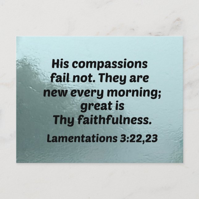 Carte Postale Lamentations 3:22,23 Ses compassion ne manquent pa (Devant)