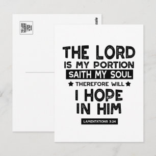 Carte Postale Lamentations 3:24 Le Seigneur est Ma Part Quotes