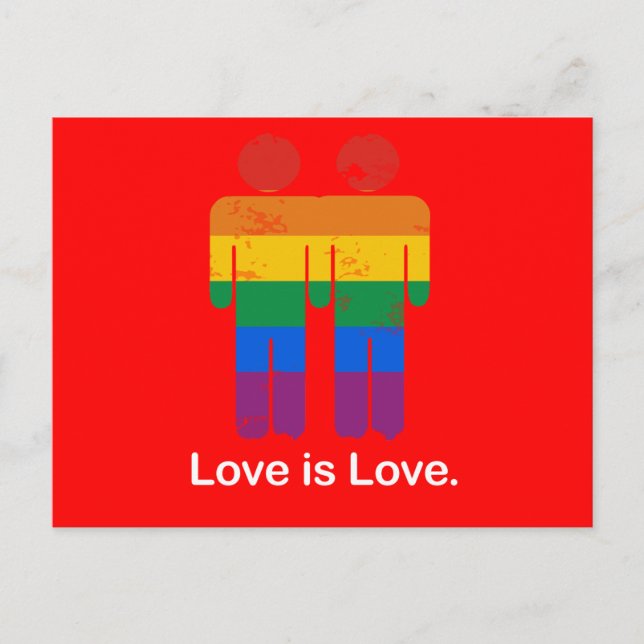 CARTE POSTALE L'AMOUR, C'EST L'AMOUR, LE COUPLE GAY (Devant)