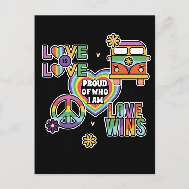 Carte Postale L'amour comme amour. Fier de qui je suis. LGBT+pri (Devant)
