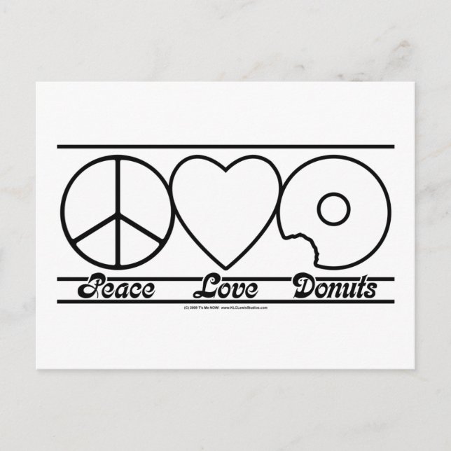 Carte Postale L'amour de la paix et les beignets (Devant)