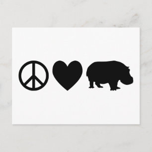 Carte Postale L'amour de la paix et les hippopotames
