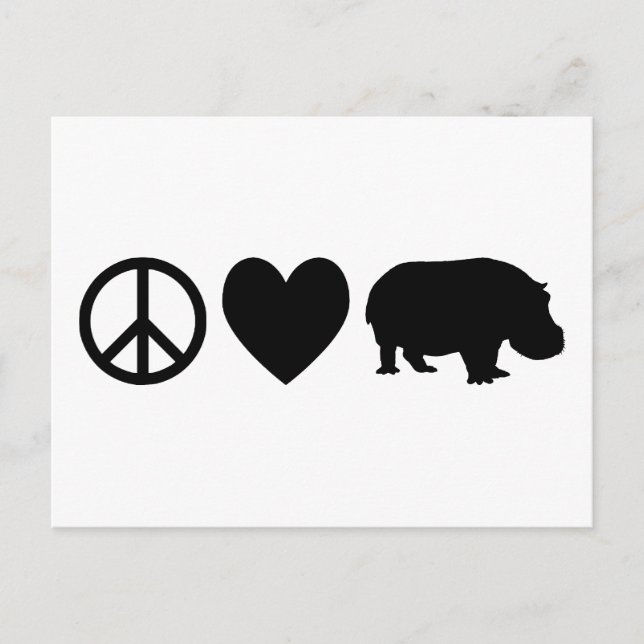 Carte Postale L'amour de la paix et les hippopotames (Devant)