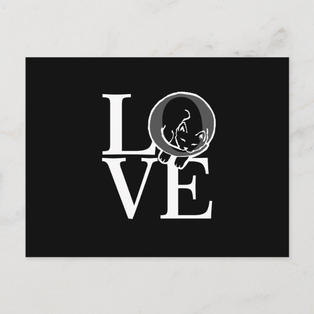 Carte Postale L'amour des chats sur décoration noire (Devant)