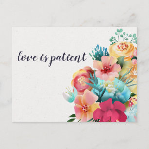 Carte Postale L'amour du Mariage floral est patient Changer la d