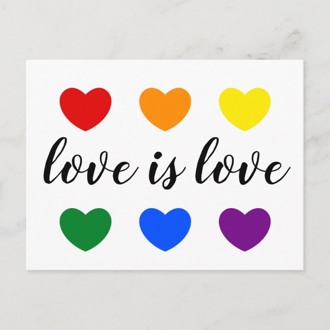 Carte Postale L'amour du texte personnalisé est l'amour LGBT Rai (Devant)
