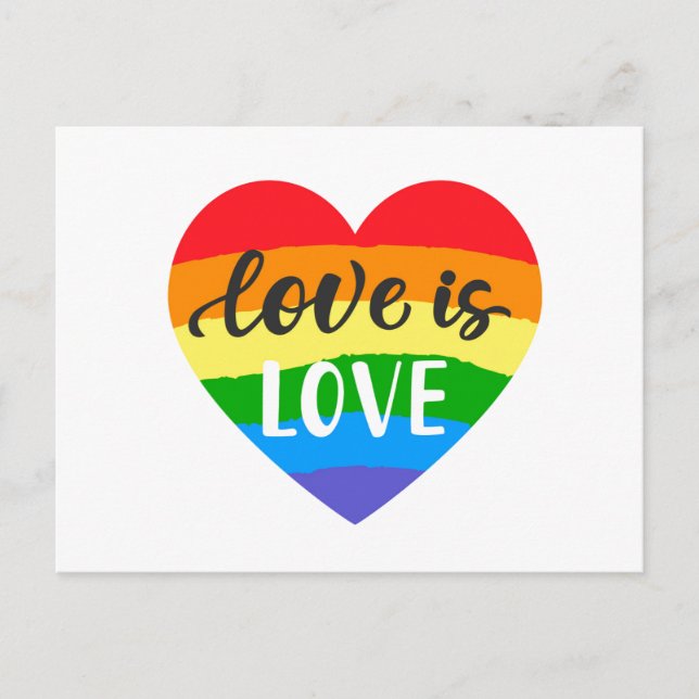 Carte Postale L'amour est amour Coeur arc-en-ciel (Devant)