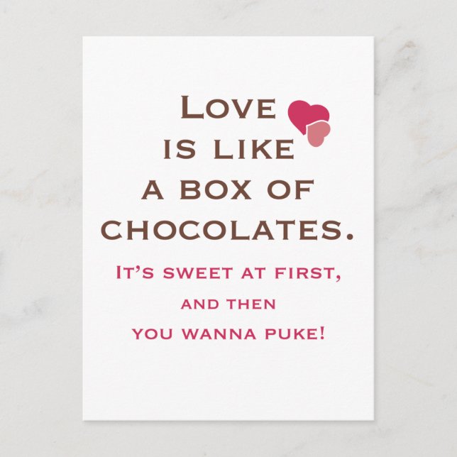 Carte Postale L'amour est comme une boîte de chocolats (Devant)