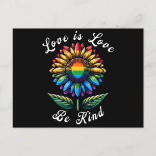 Carte Postale L'amour est l'amour Rainbow Sunflower LGBT+ Gay Le