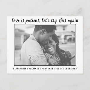 Carte Postale L'amour est patient Changement Date BUDGET Mariage