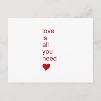 Carte Postale L'amour est tout ce dont vous avez besoin