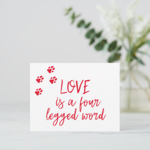 Carte Postale L'amour est un mot à quatre pattes - Citation de c