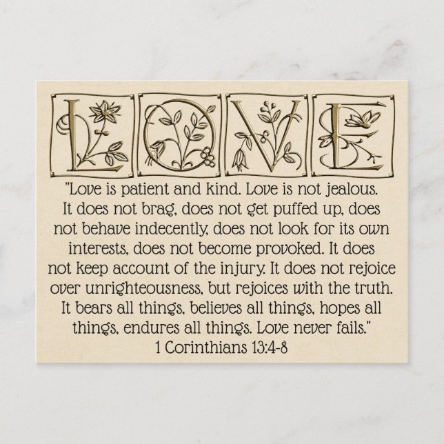 Carte Postale L'amour est un Patient-Genre-Jamais échoue~Écritur (Devant)