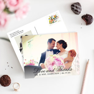 Carte Postale L'amour et merci Black Mariage Photo Merci