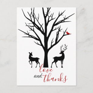 Carte Postale L'amour et merci Deer Couple Merci d'hiver