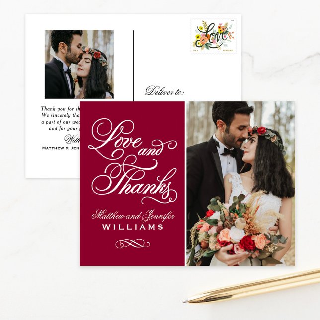 Carte Postale L'amour et merci Mariage rouge Merci photo (Créateur téléchargé)