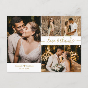 Carte Postale L'amour et merci Merci Mariage White Gold