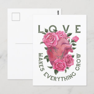 Carte Postale L'amour fait tout grandir - Art Floral Romantique