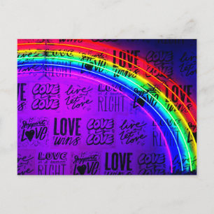 Carte Postale L'amour gagne Gay pride LBGQT Arc-en-ciel