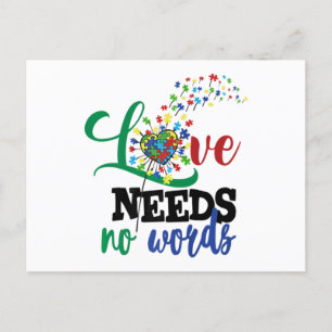 Carte Postale L'amour n'a pas besoin de mots Autisme Chemise Sen