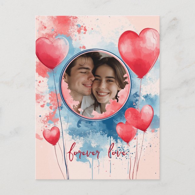 Carte Postale L'amour perpétuel avec des ballons en forme de coe (Devant)
