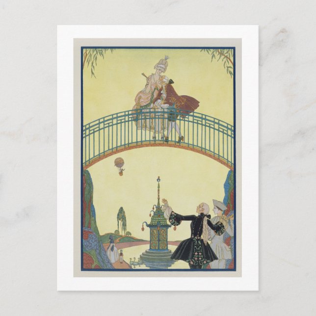 Carte Postale L'amour sur le pont, illustration pour 'Fetes Gala (Devant)