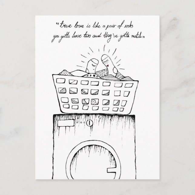 Carte Postale l'amour véritable est comme une paire de chaussett (Devant)